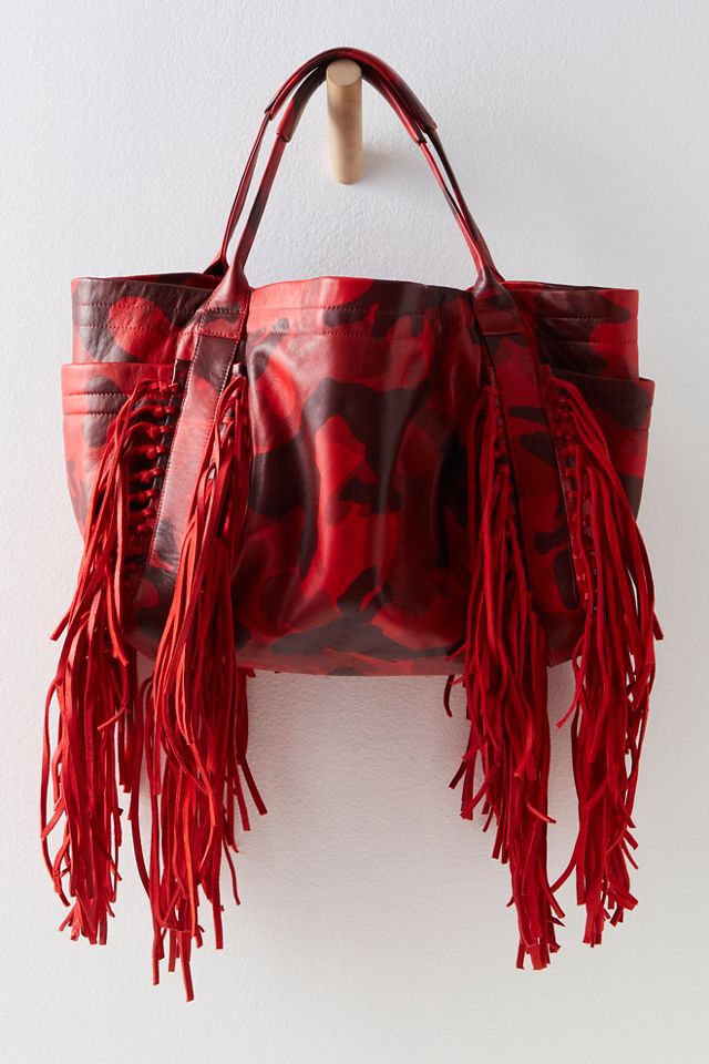 Fringe Camo Love Tote - Orange Roses