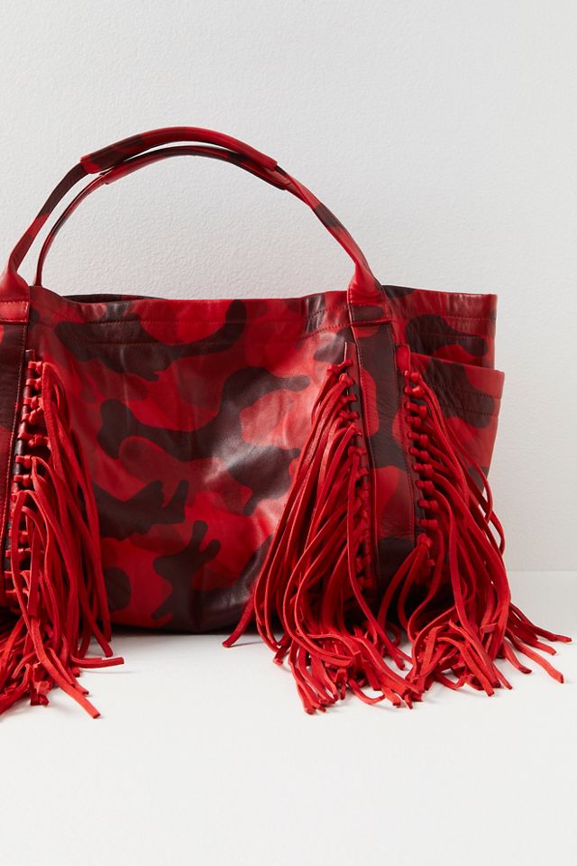 Fringe Camo Love Tote - Orange Roses