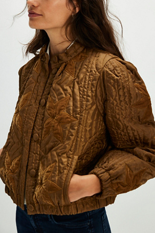 Quinn Quilted Jacket at Free People in Bronze Brown, Size: XS