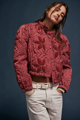 Quinn Quilted Jacket At Free People In Marsala, Size: Small