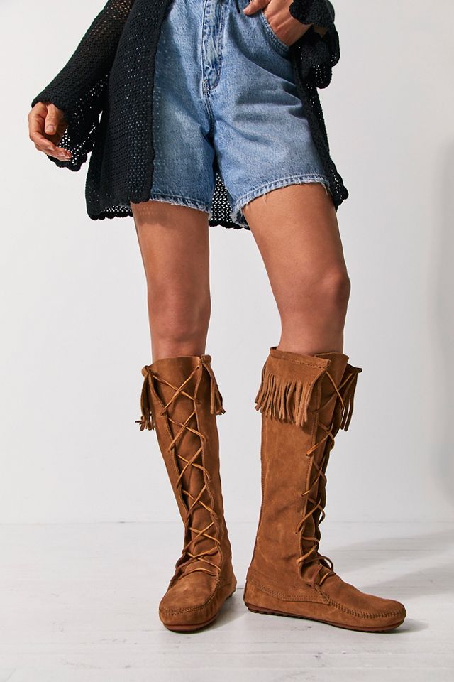 Minnetonka front lace hot sale knee high boot