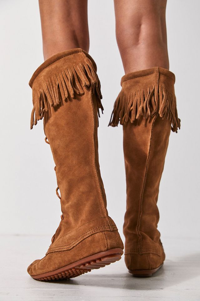 Minnetonka over the hot sale knee fringe boots