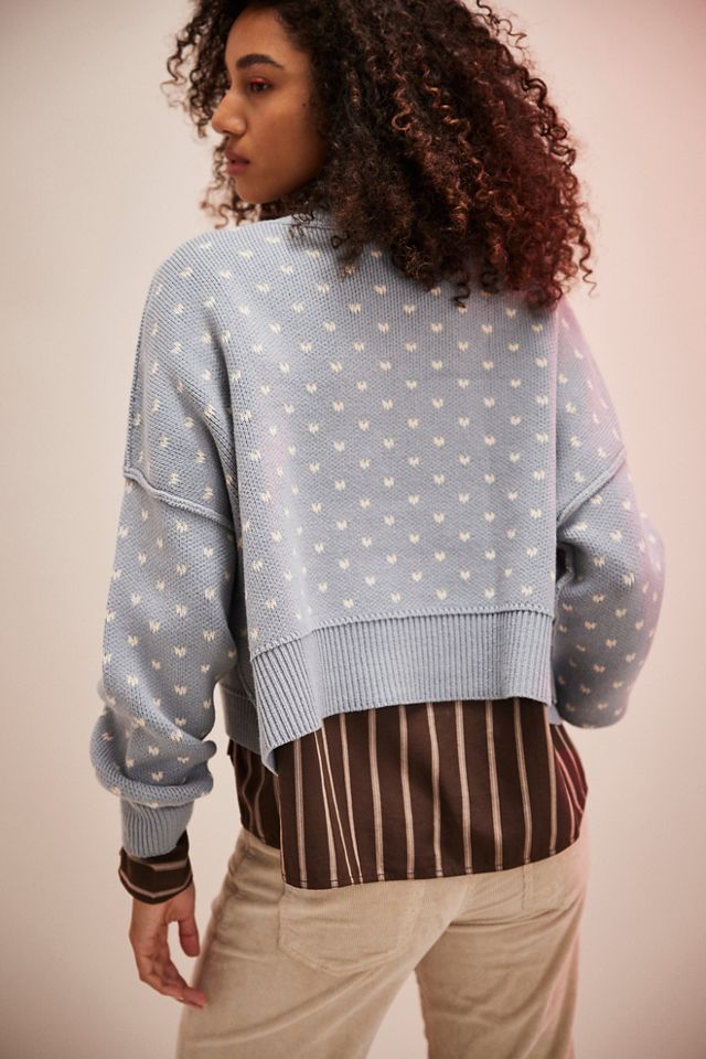 フリーピープル Free People Pattern Easy Street Crop レディース Sweaters White Navy Comb Free People Pattern Easy Street Cropped Sweater - Women's