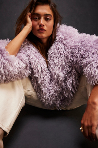 Stargazer Fur Jacket par Free People en Lilac, pour femme