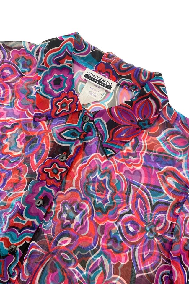 1990s Vintage Contempo Casuals Psychedelia Floral Chiffon Shirt Selected by BusyLady Baca & The Goods #1