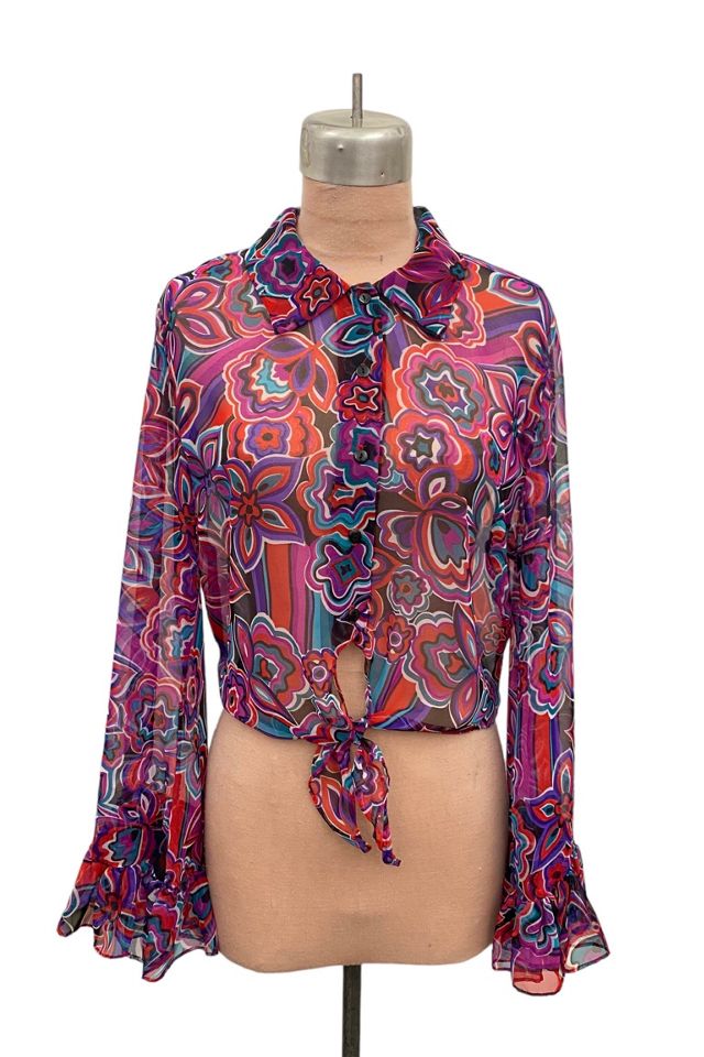 1990s Vintage Contempo Casuals Psychedelia Floral Chiffon Shirt Selected by BusyLady Baca & The Goods #2