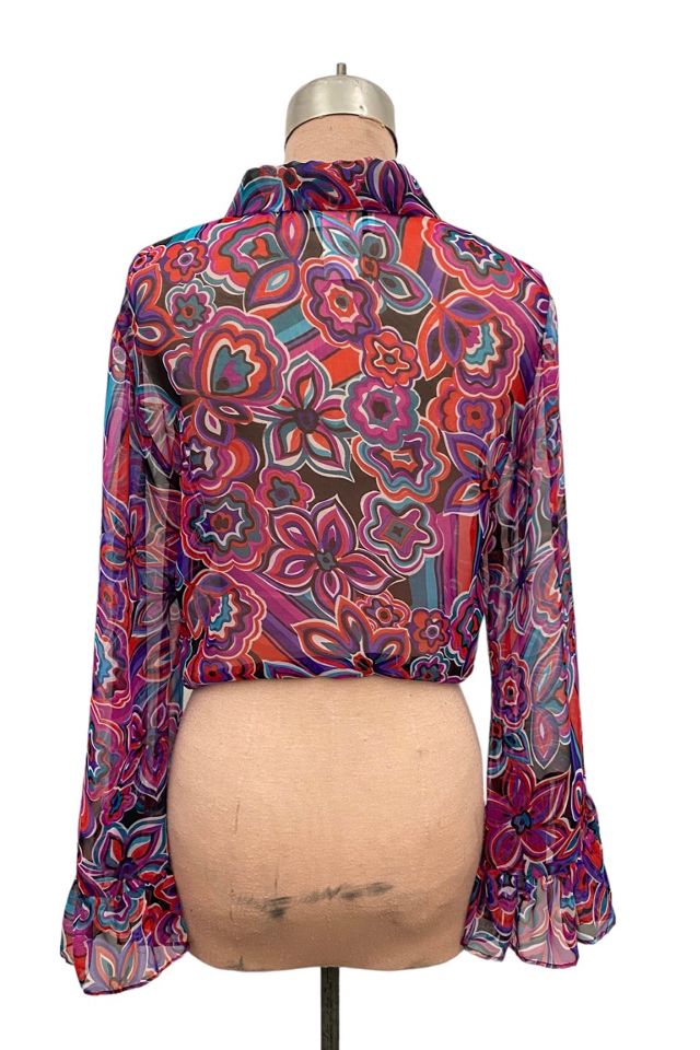 1990s Vintage Contempo Casuals Psychedelia Floral Chiffon Shirt Selected by BusyLady Baca & The Goods #3