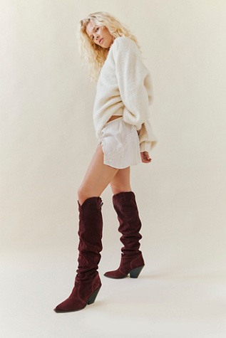 Triple Crown Over-the-Knee Boots By FP Collection At Free People In Espresso Suede, Size: US 9.5