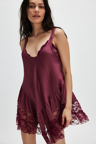 Young And In Love Mini Slip by Intimately at Free People in Maroon, Size: Small