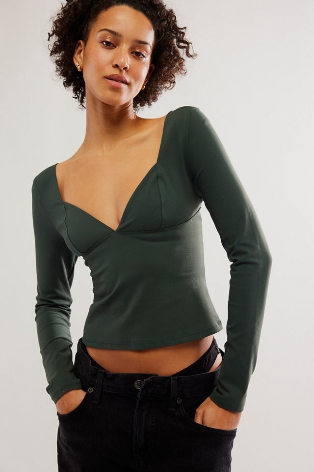 Plus Size Corset Detail Long Sleeve Top