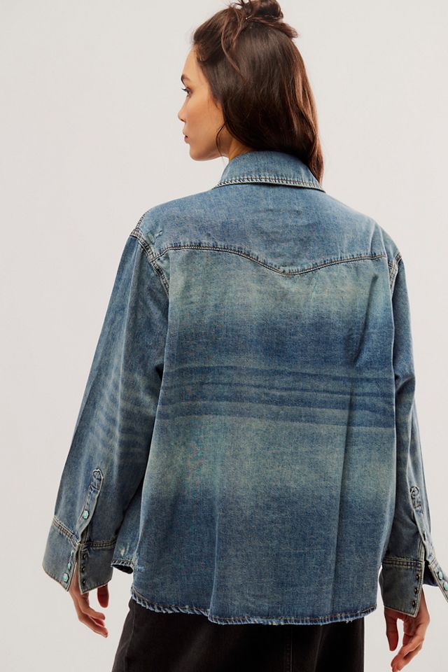 Found Floral Western Denim Shirt #1