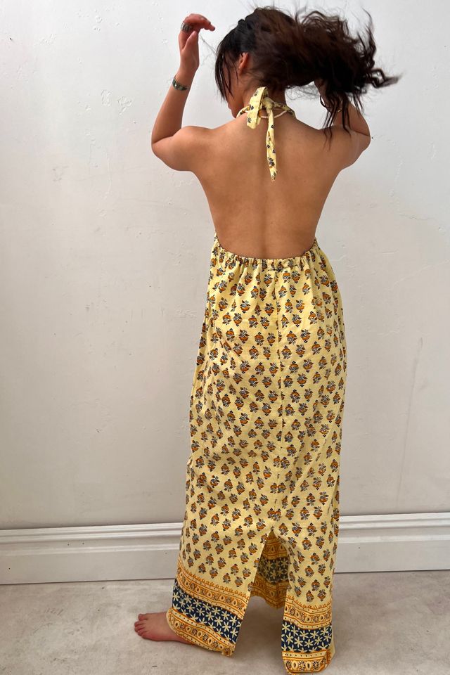 Vintage Dandelion Block Print Halter Dress Selected by Anna Corinna #1
