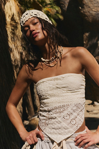 FP One Raya Lace Bandana Top at Free People in Clean Ivory, Size: XL