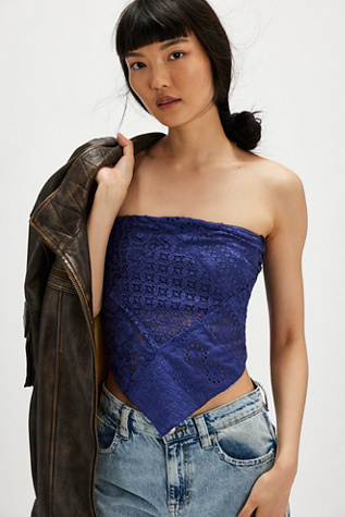 FP One Raya Lace Bandana Top at Free People in Blue Royal, Size: XL