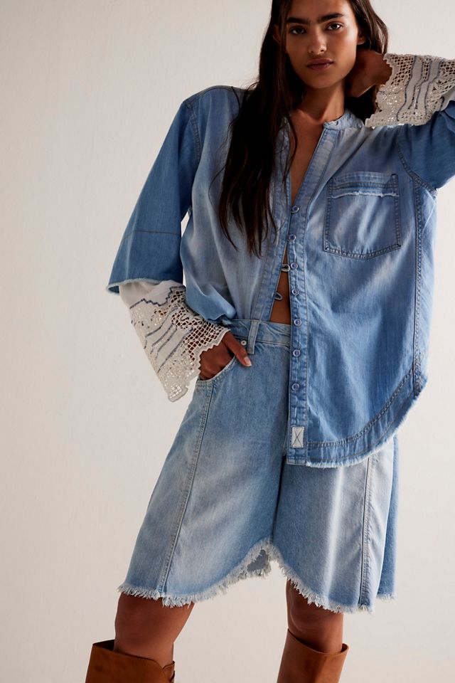 Haut en denim et dentelle We The Free #2