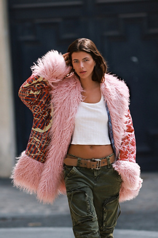 Free people on sale pink fur coat