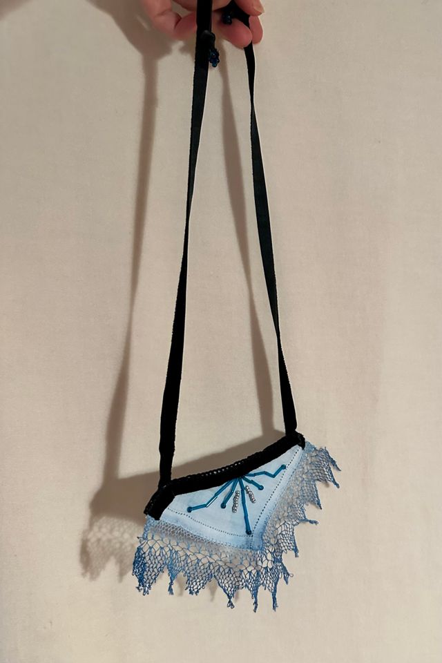 Vintage Turquoise Lace with Velvet and Beads Pendant Selected by KA.TL.AK #1