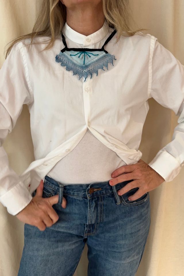 Vintage Turquoise Lace with Velvet and Beads Pendant Selected by KA.TL.AK #2