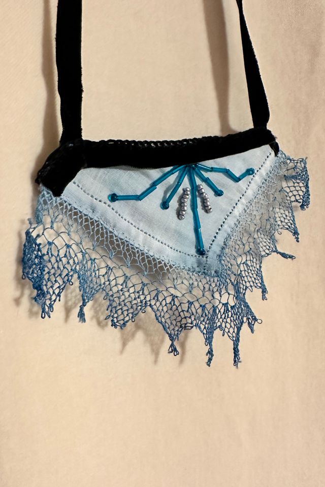 Vintage Turquoise Lace with Velvet and Beads Pendant Selected by KA.TL.AK #3