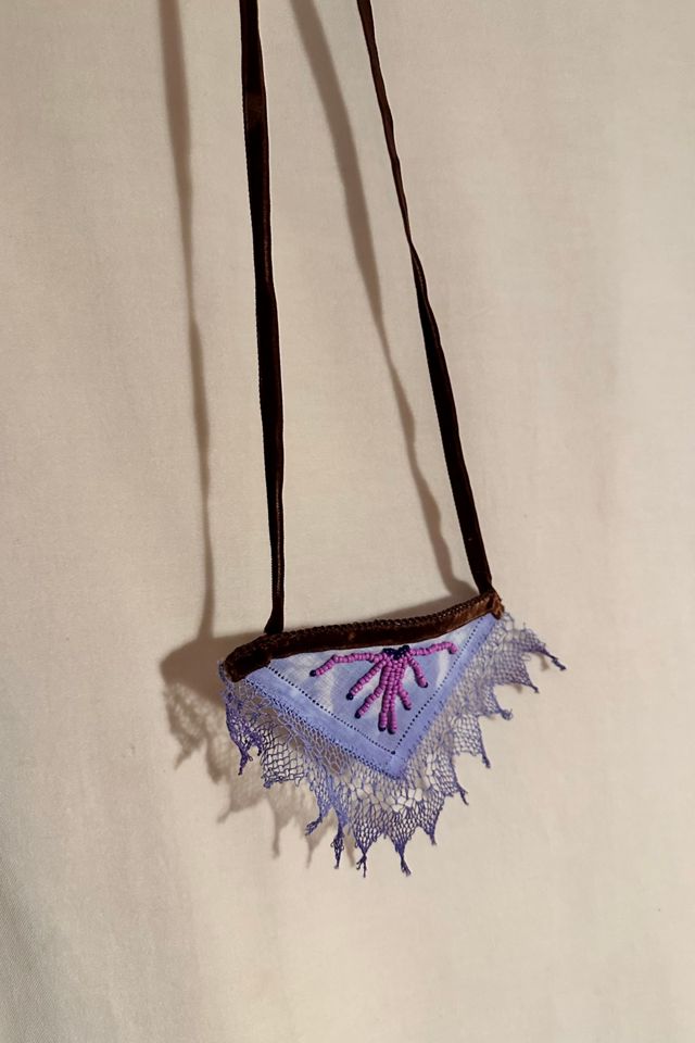 Vintage Lavender Lace with Velvet and Beads Pendant Selected by KA.TL.AK #1