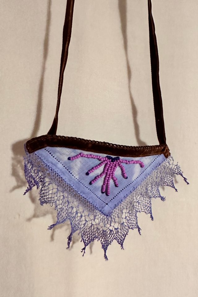 Vintage Lavender Lace with Velvet and Beads Pendant Selected by KA.TL.AK #2