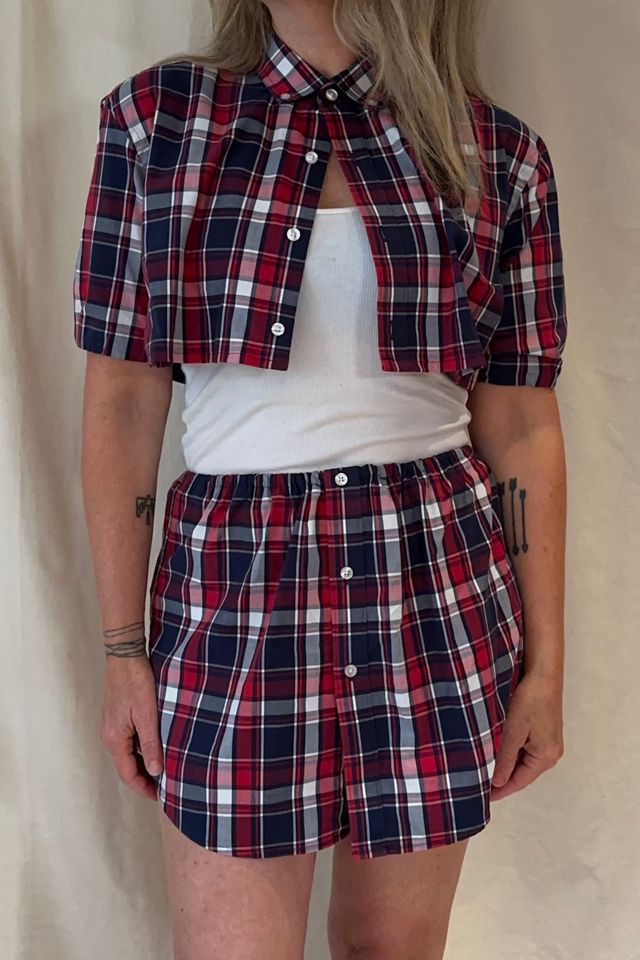 Plaid two piece clearance set