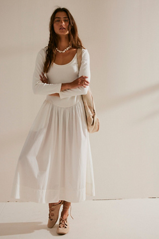 Aelia Drop-Waist Midi by free-est at Free People in Ivory, Size: Large