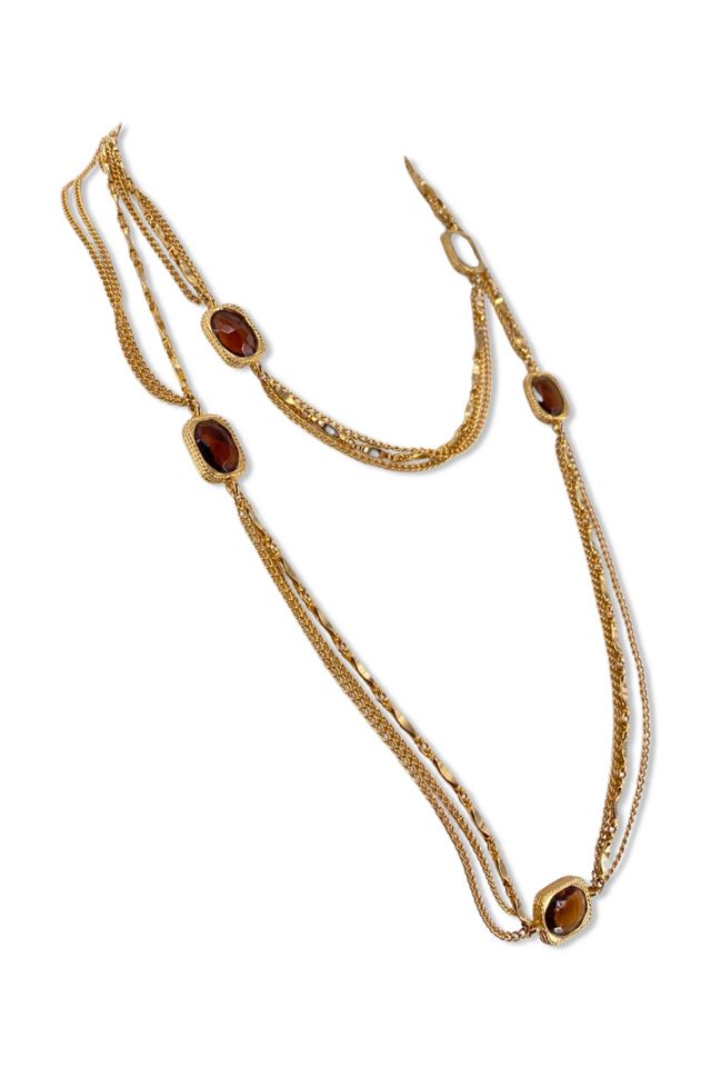 1960s Amber Glass And Gold Rope Necklace Selected By Ritual Vintage #1