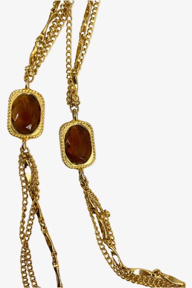 1960s Amber Glass And Gold Rope Necklace Selected By Ritual Vintage #2