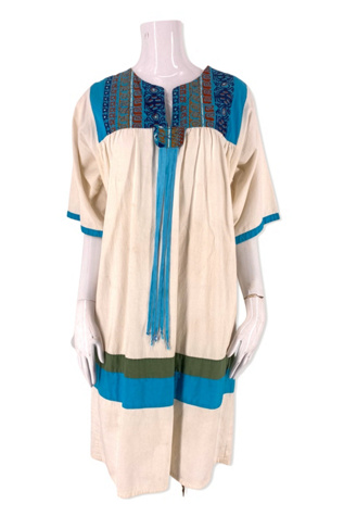 1970s Batik Cotton Peasant Dress Selected By Ritual Vintage