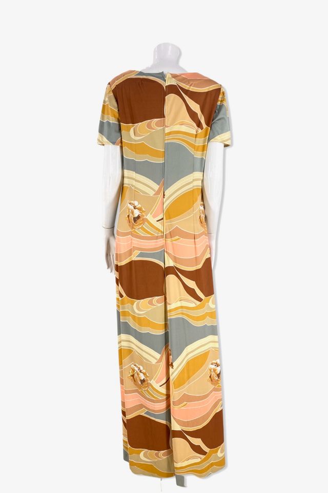 1970s Desert Floral Poly Maxi Dress Selected By Ritual Vintage #1