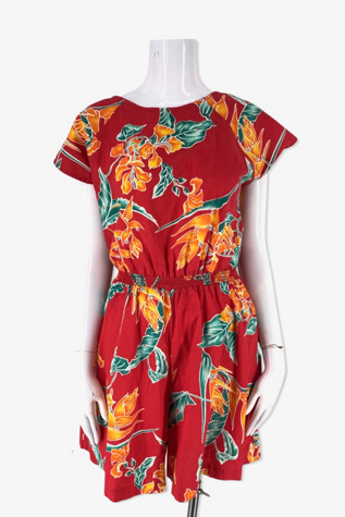 1980s Tropical Floral Cotton Romper Selected By Ritual Vintage