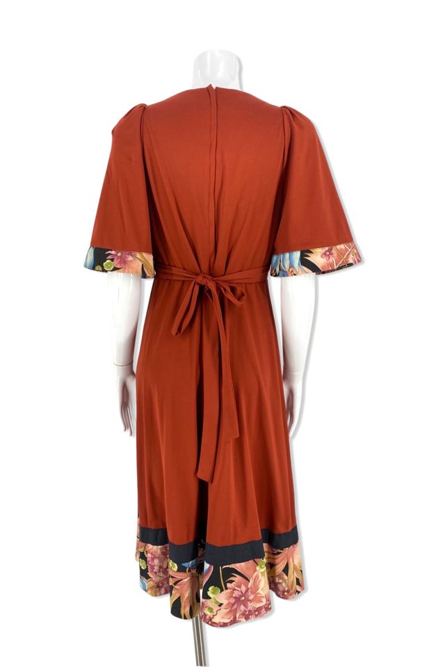 1970s Rust Floral Tie Back Peasant Dress Selected By Ritual Vintage #2