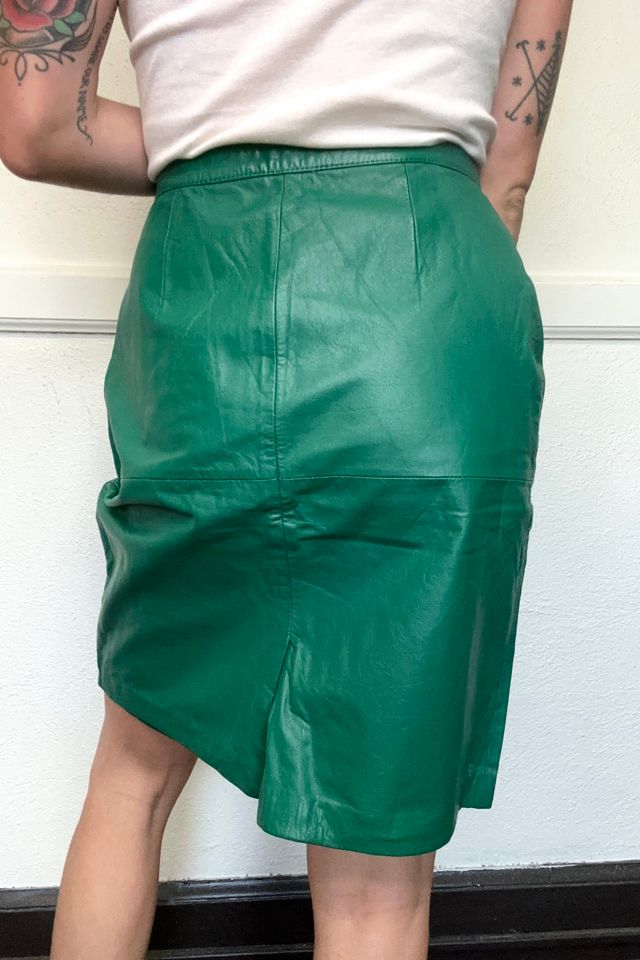 Emerald green hotsell leather skirt