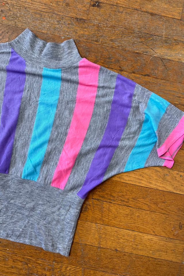 1960s Vertical Stripe Dolman Sleeve Top Selected by Cherry #2