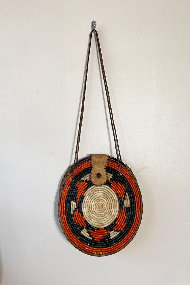 Woven Raffia & Leather Circular Shoulder Bag Selected by Animal