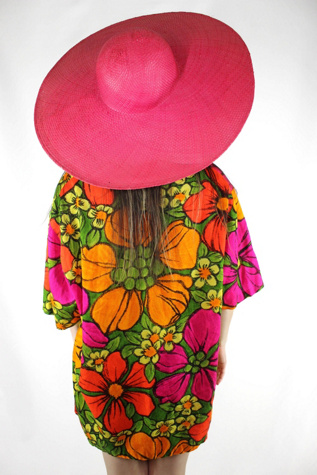 Vintage cream beach hat wide fringe main image 1