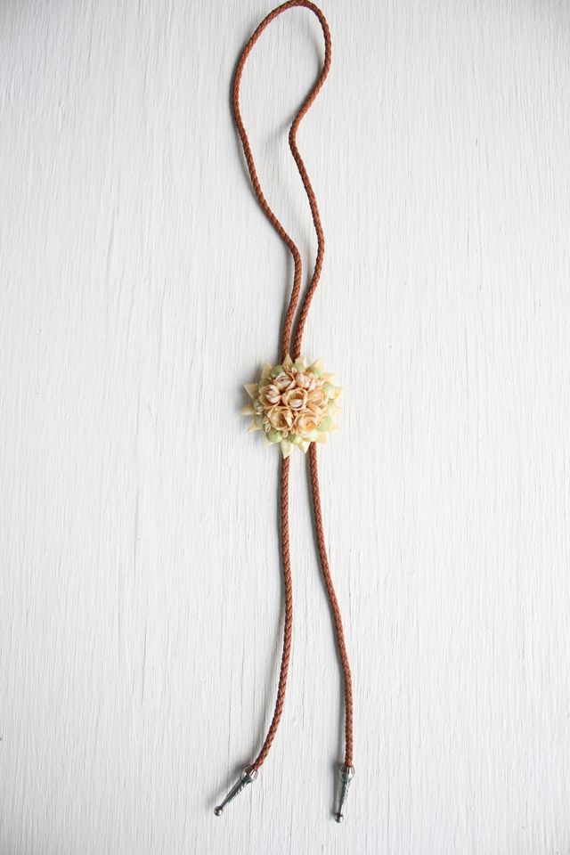 Vintage Shell Floral Bolo Tie Selected By Moons + Junes Vintage #1