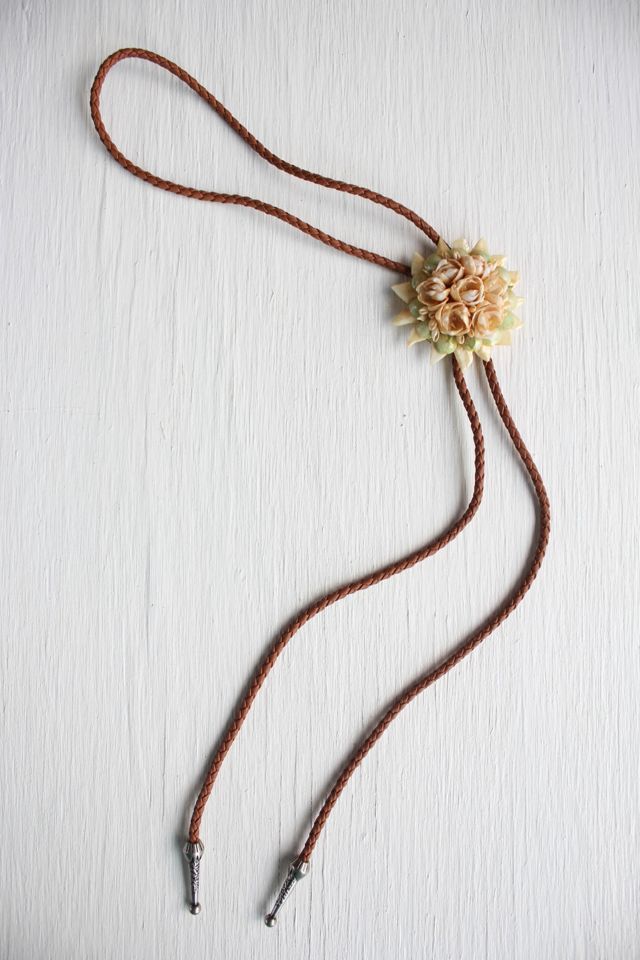 Vintage Shell Floral Bolo Tie Selected By Moons + Junes Vintage #3