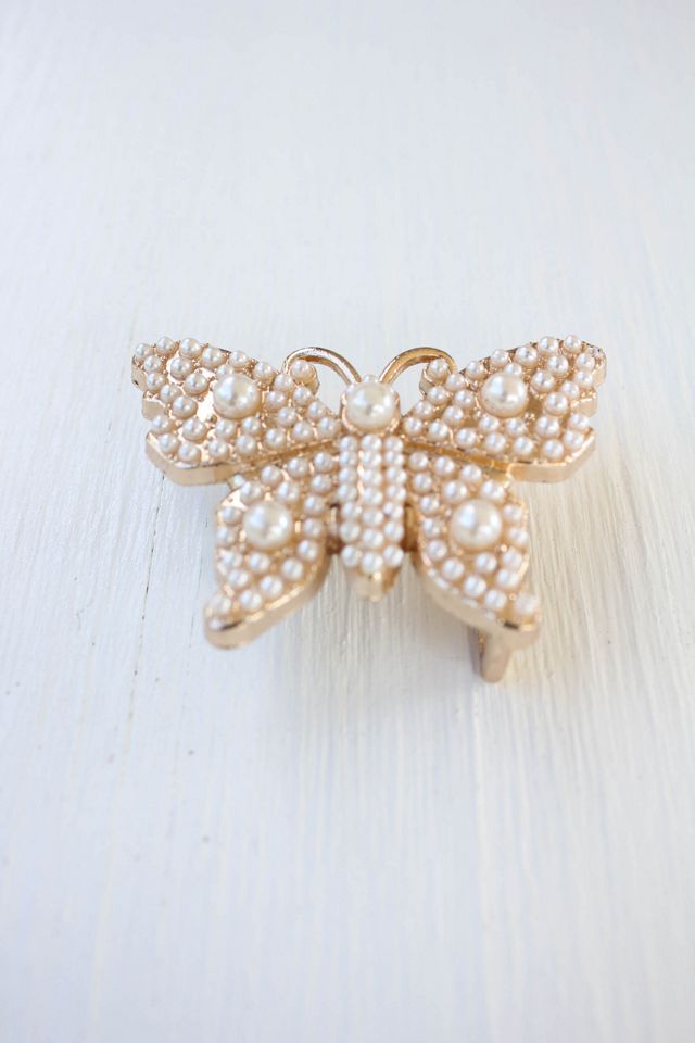 Vintage Pearl Beaded Butterfly Belt Buckle Selected By Moons + Junes Vintage #2