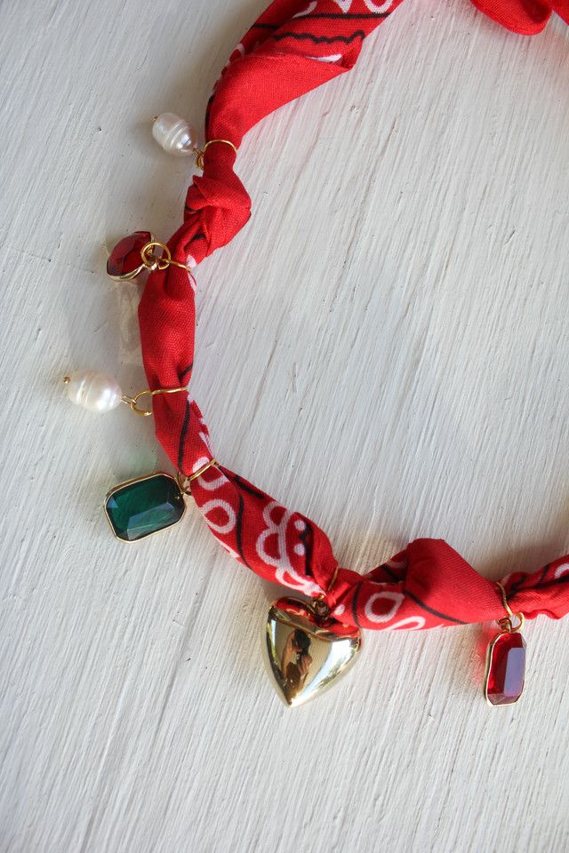 Western Heart Charm Bandana Scarf Necklace Selected By Moons + Junes Vintage #2