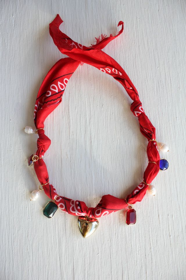 Western Heart Charm Bandana Scarf Necklace Selected By Moons + Junes Vintage #3