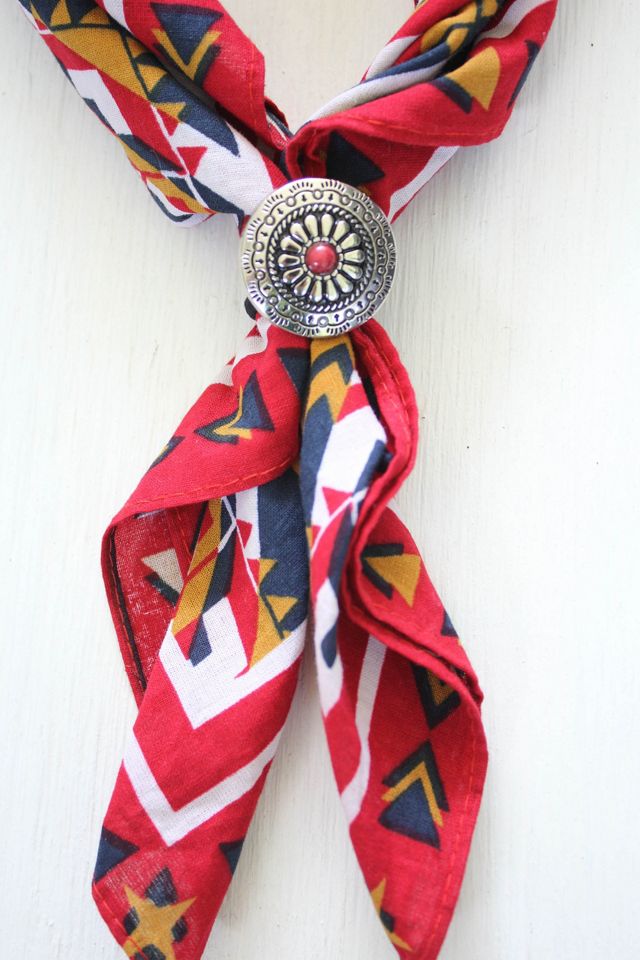 Red Western Medallion Scarf Slide Bandana Selected By Moons + Junes Vintage #1