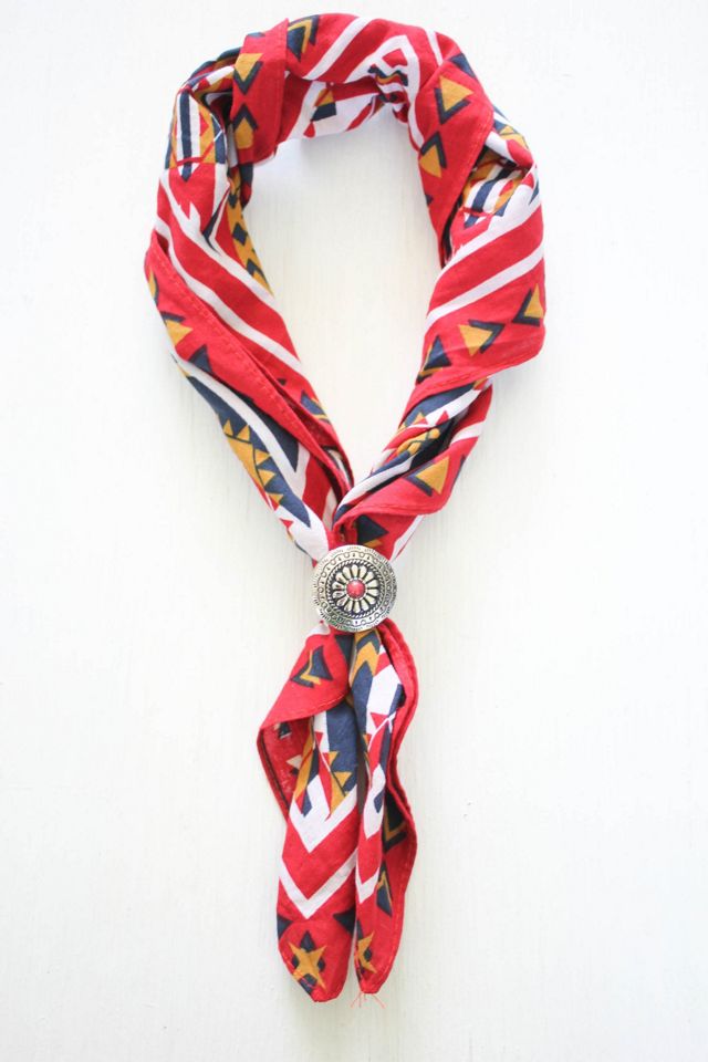 Red Western Medallion Scarf Slide Bandana Selected By Moons + Junes Vintage #3