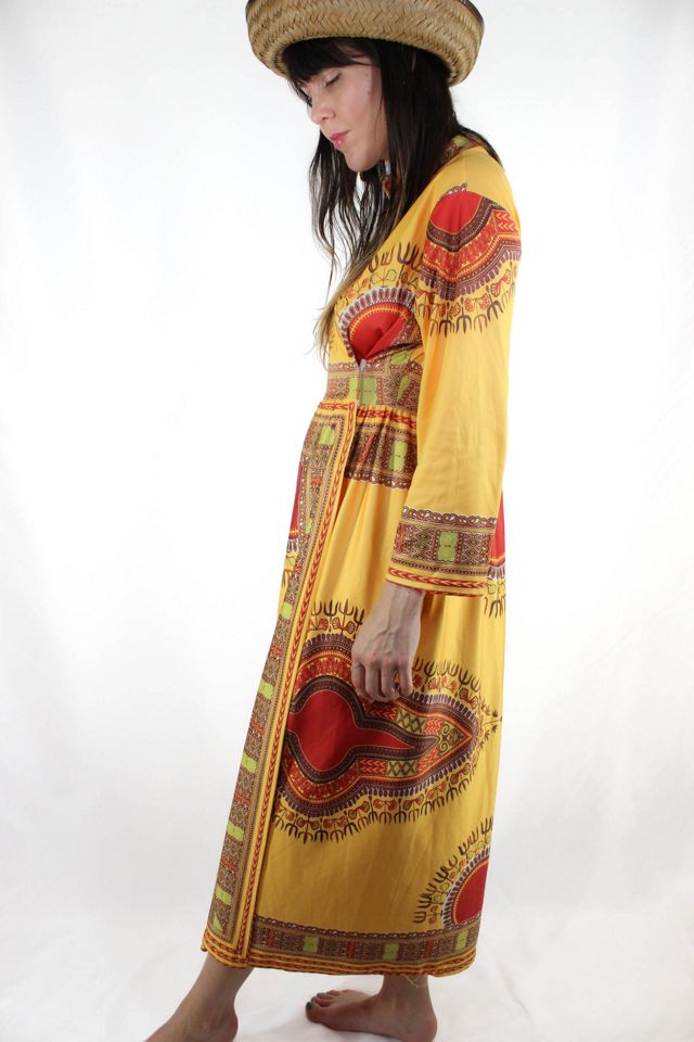 1970s Yellow Dashiki Wrap Dress Selected By Moons + Junes Vintage #2