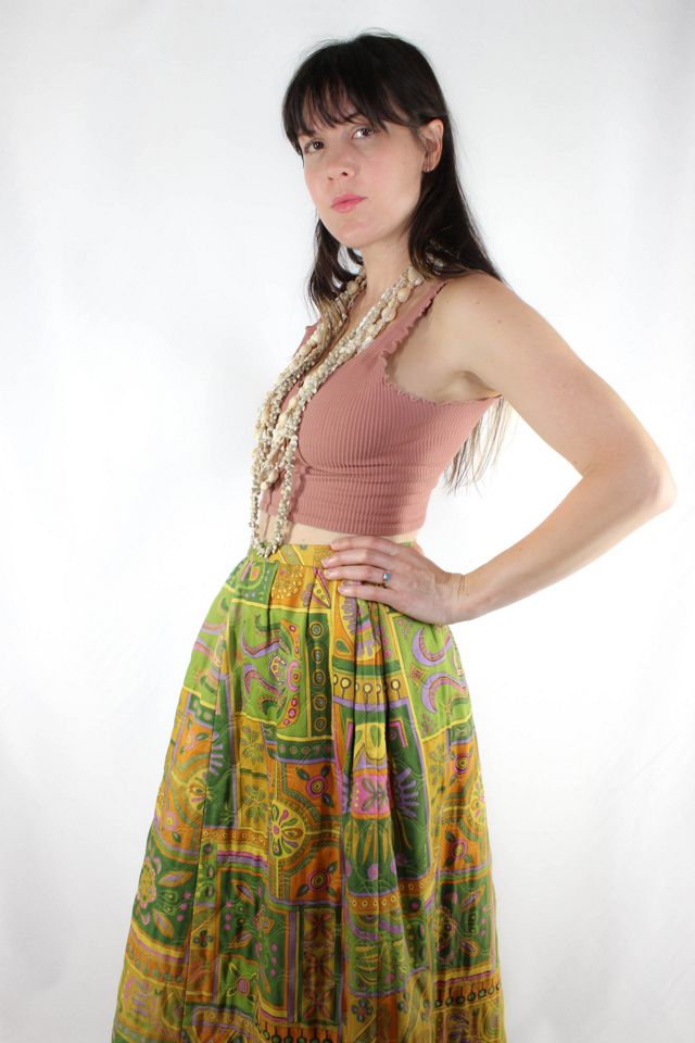 1970s Alex Coleman Quilted Maxi Skirt Selected By Moons +