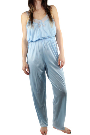 1980s Baby Blue Butterfly Intimates Jumpsuit Selected By Moons + Junes Vintage