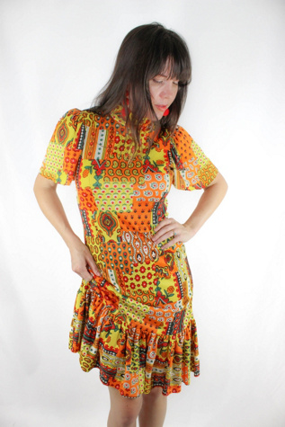 Vintage Red Tie Dye Hawaiian Floral Maxi Dress Selected By Moons + Junes Vintage