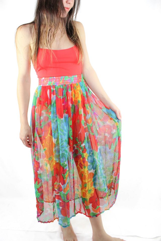 1980s Hawaiian Floral Sheer Maxi Skirt Selected By Moons Junes Vintage Free People