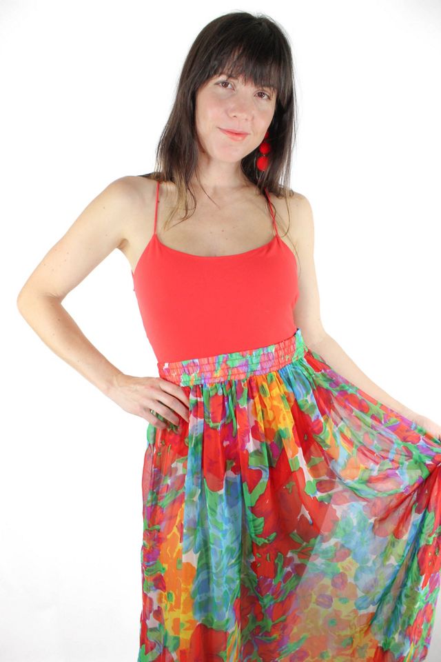 1980s Hawaiian Floral Sheer Maxi Skirt Selected By Moons + Junes Vintage #3